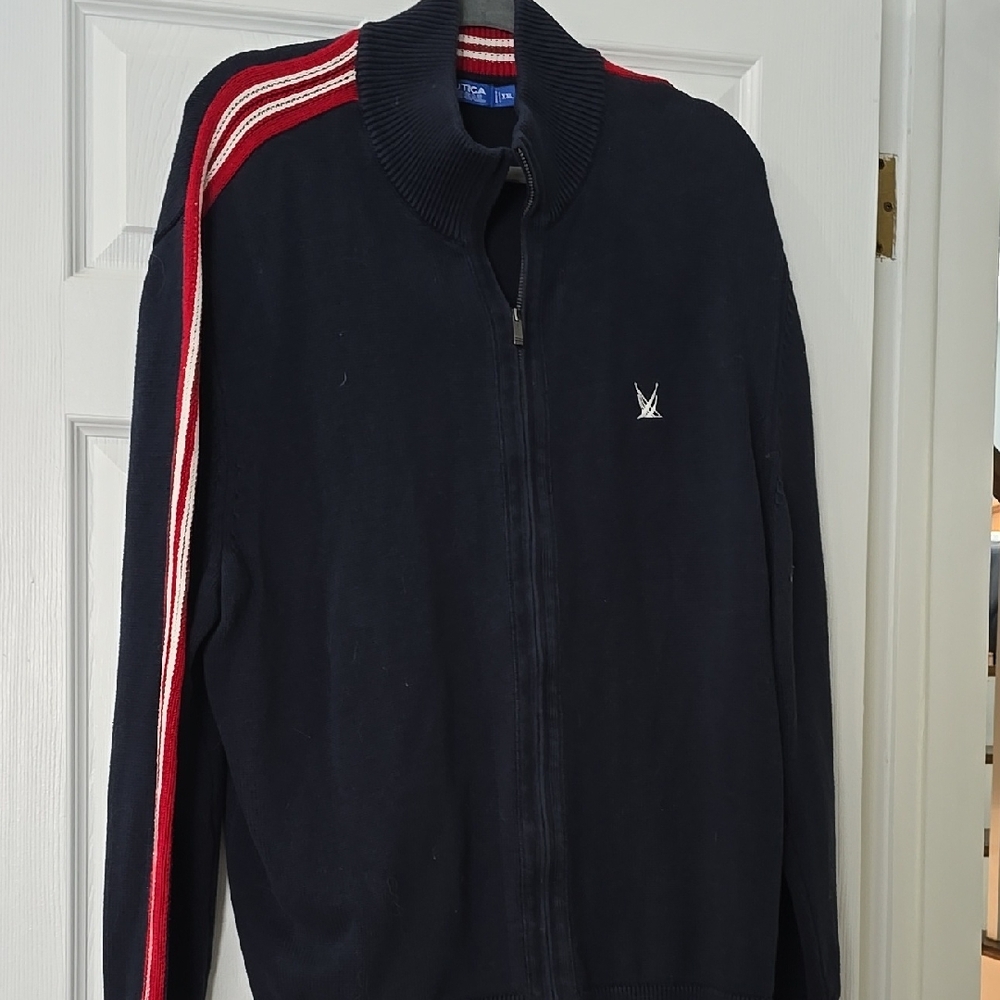 Men's Black Sweater with Red Accents